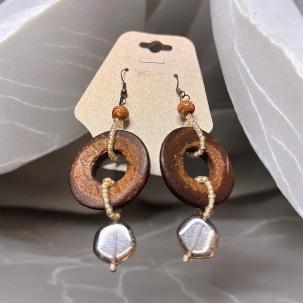 Odlesky džungle (Etnonáušnice z kokosu a skla)