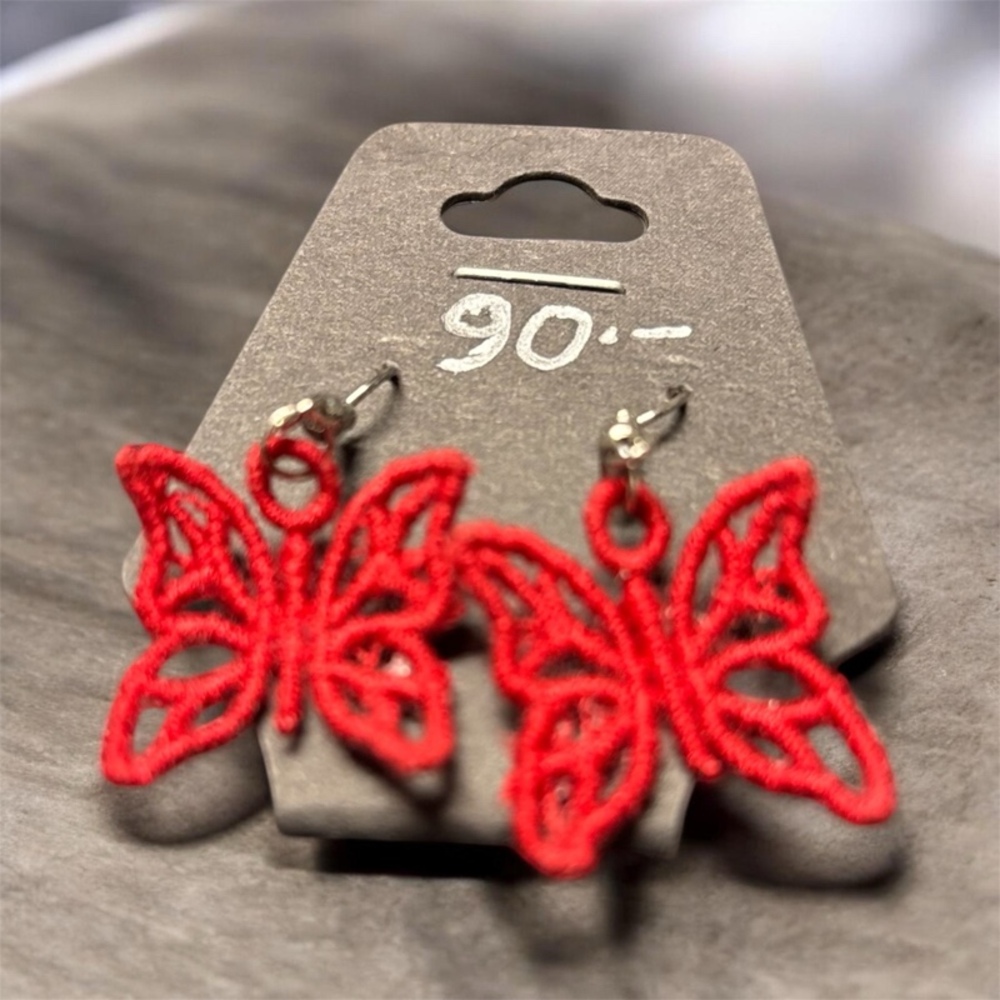 Křídla vášně (Vyšívané náušnice motýli)