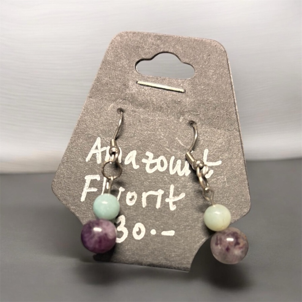 Mentolový sen (Náušnice s amazonitem a fluoritem)